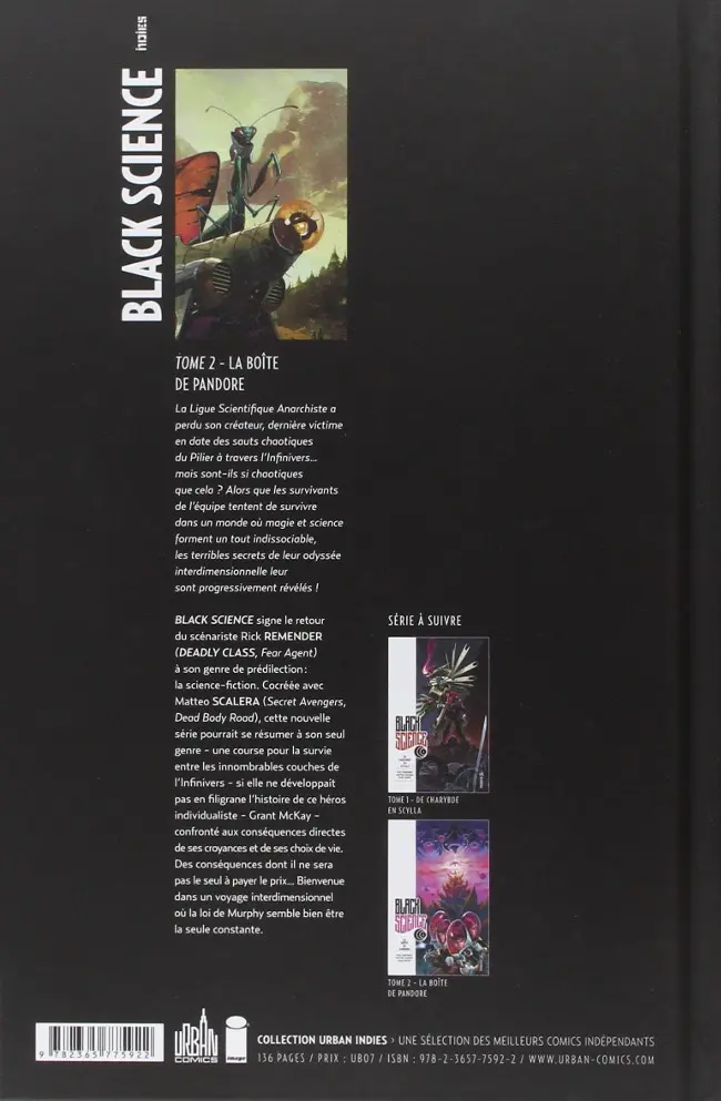 Verso de l'album Black Science Tome 2 La Boîte de Pandore