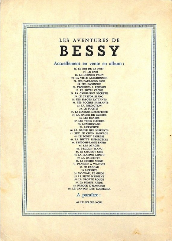 Verso de l'album Bessy Tome 59 Le canyon des écureuils