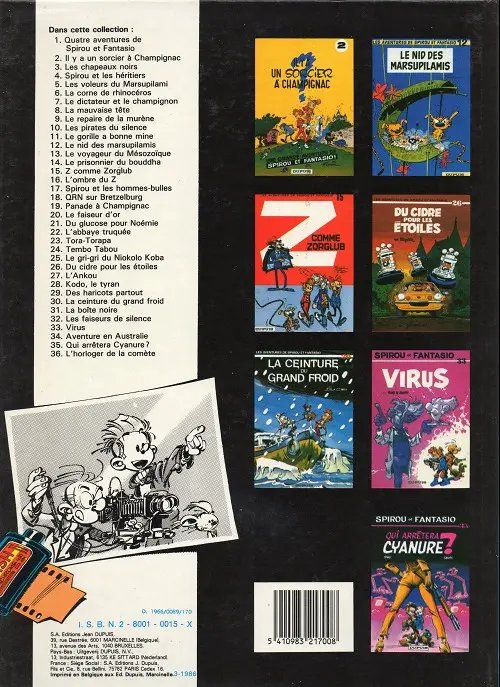 Verso de l'album Spirou et Fantasio Tome 13 Le voyageur du mézozoïque
