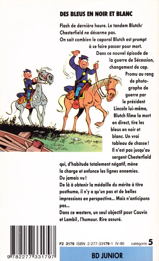 Verso de l'album Les Tuniques Bleues Tome 11 Des bleus en noir et blanc