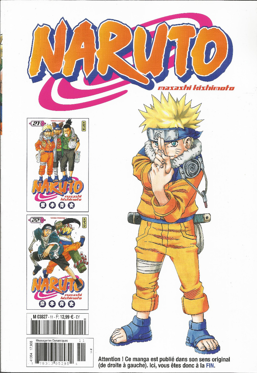 Verso de l'album Naruto L'intégrale Tome 11