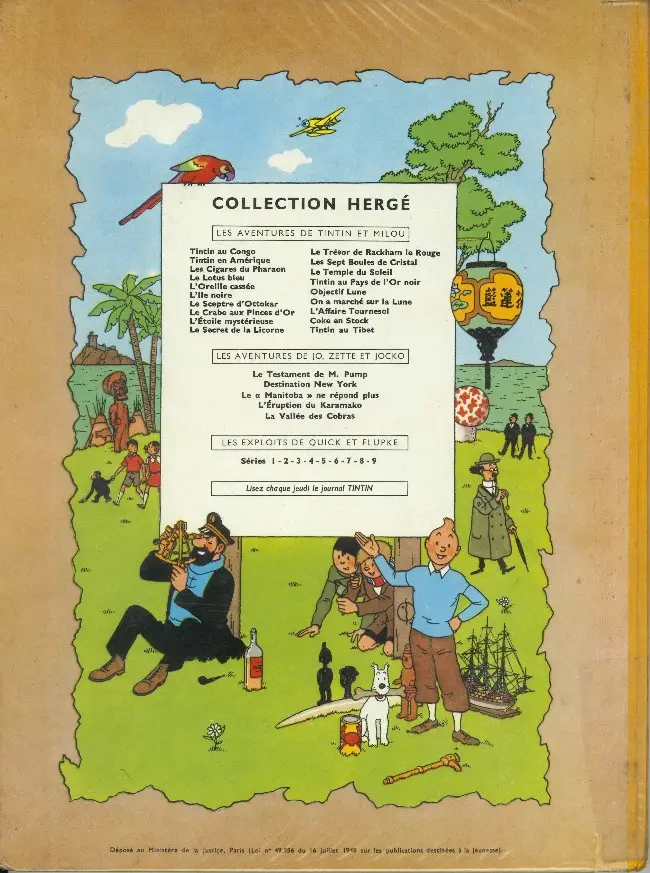 Verso de l'album Tintin Tome 12 Le Trésor de Rackham le Rouge