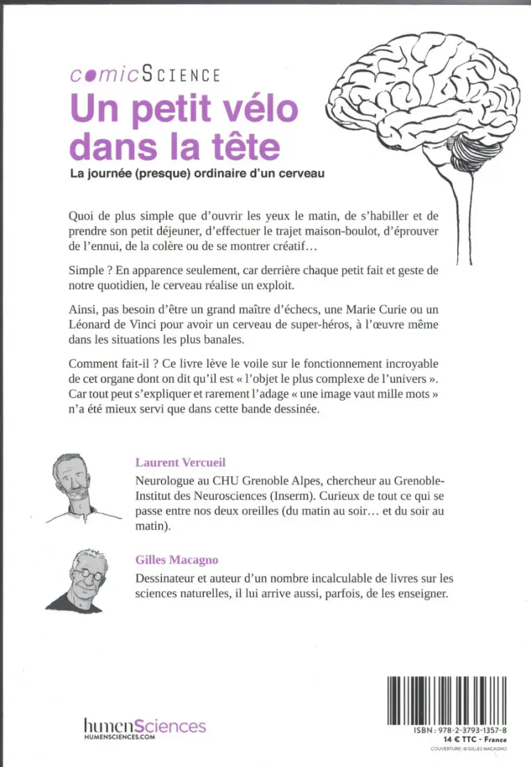 Verso de l'album Un petit vélo dans la tête La journée (presque) ordinaire d'un cerveau