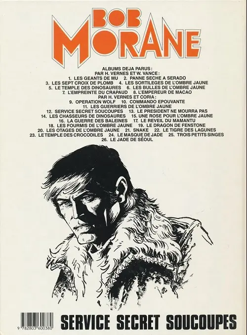 Verso de l'album Bob Morane Tome 31 Service secret soucoupes