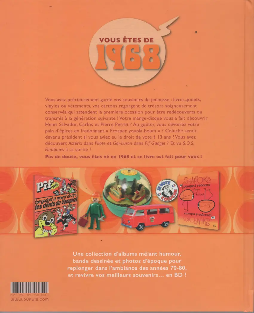 Verso de l'album Mes souvenirs en BD Tome 29 Année de naissance 1968