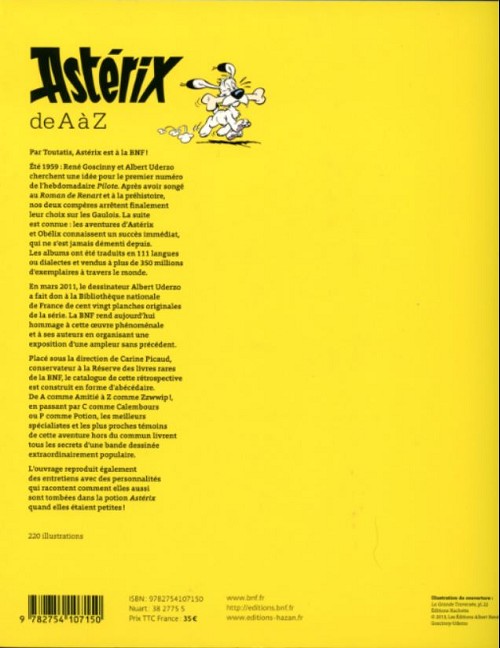 Verso de l'album Astérix Astérix de a à z