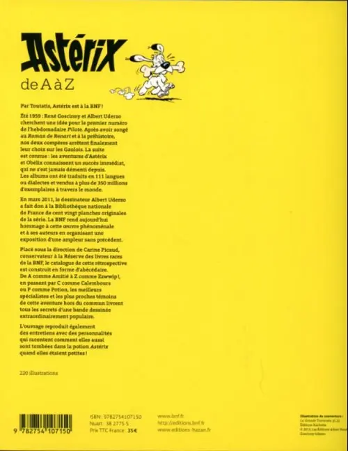 Verso de l'album Astérix Astérix de a à z