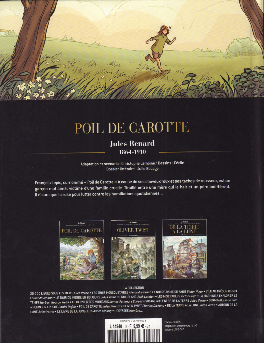 Verso de l'album Les Grands Classiques de la littérature en bande dessinée Tome 41 Poil de Carotte