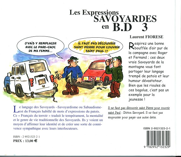 Verso de l'album Chroniques savoyardes 3 Les Expressions savoyardes en B.D. 3