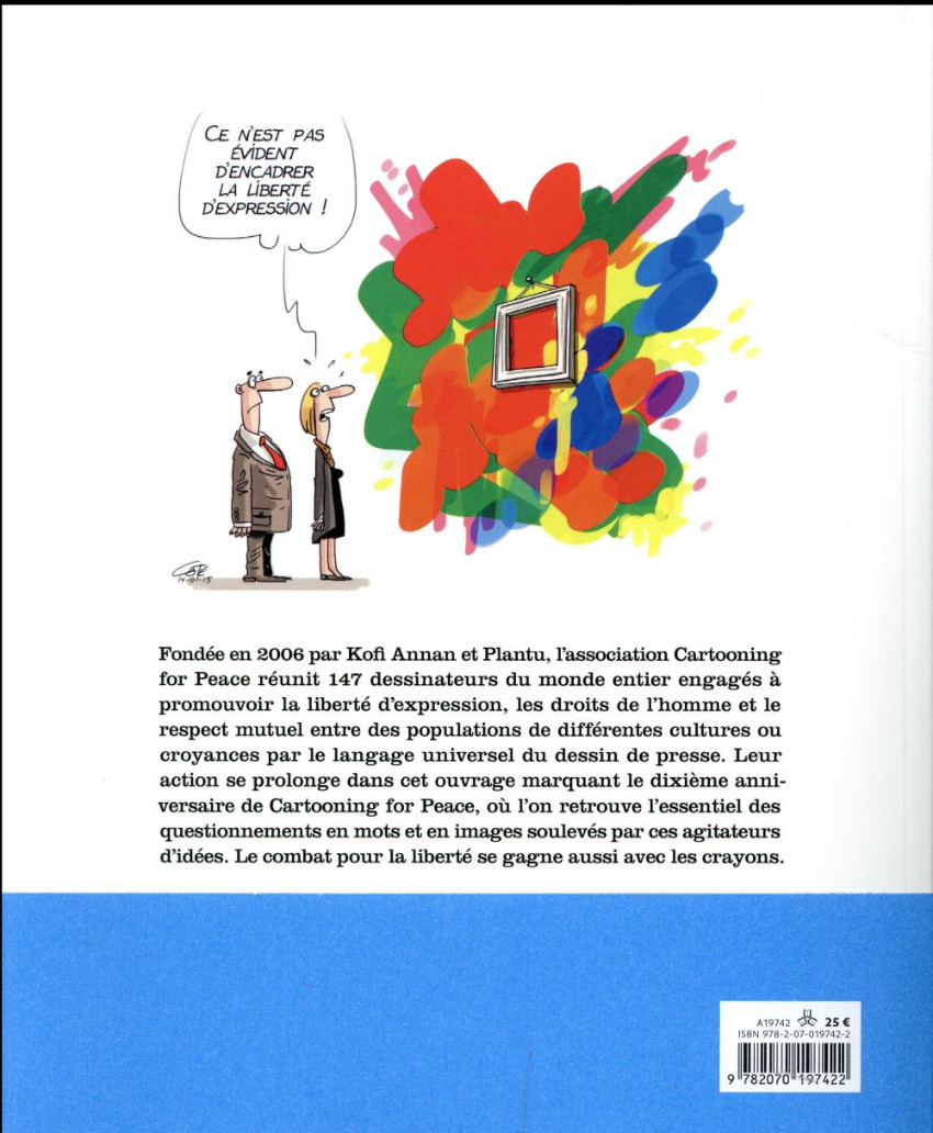 Verso de l'album Cartooning for Peace Le dessin de presse dans tous ses états