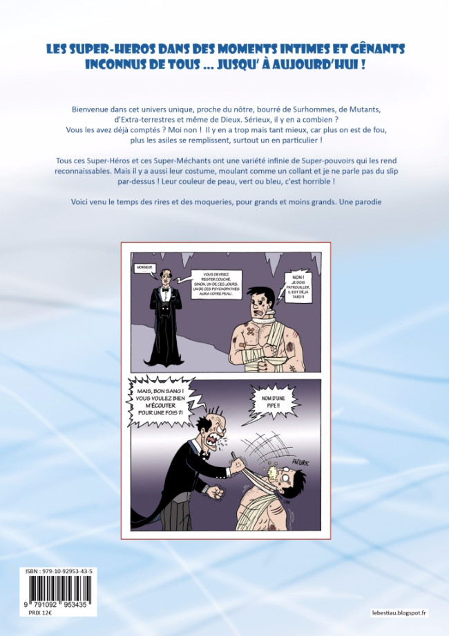 Verso de l'album Comic Parody Tome 1 Cape, collant et slip