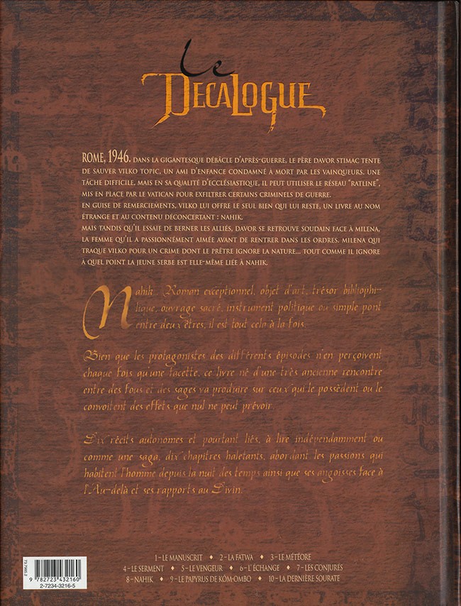 Verso de l'album Le Décalogue Tome 4 Le serment