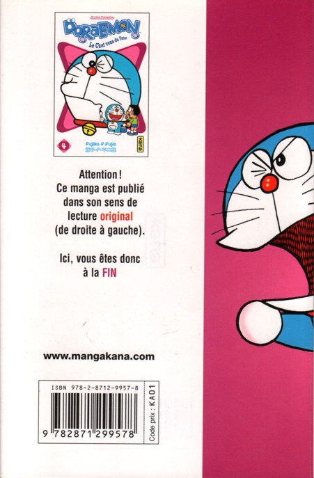 Verso de l'album Doraemon, le Chat venu du futur Tome 4