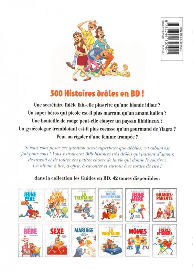 Verso de l'album Les Guides en BD présentent... 500 histoires drôles