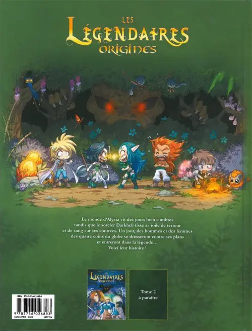 Verso de l'album Les Légendaires - Origines Tome 1 Danaël