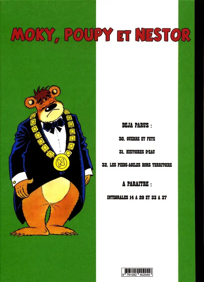 Verso de l'album Moky, Poupy et Nestor Tome 30 Guerre et fête