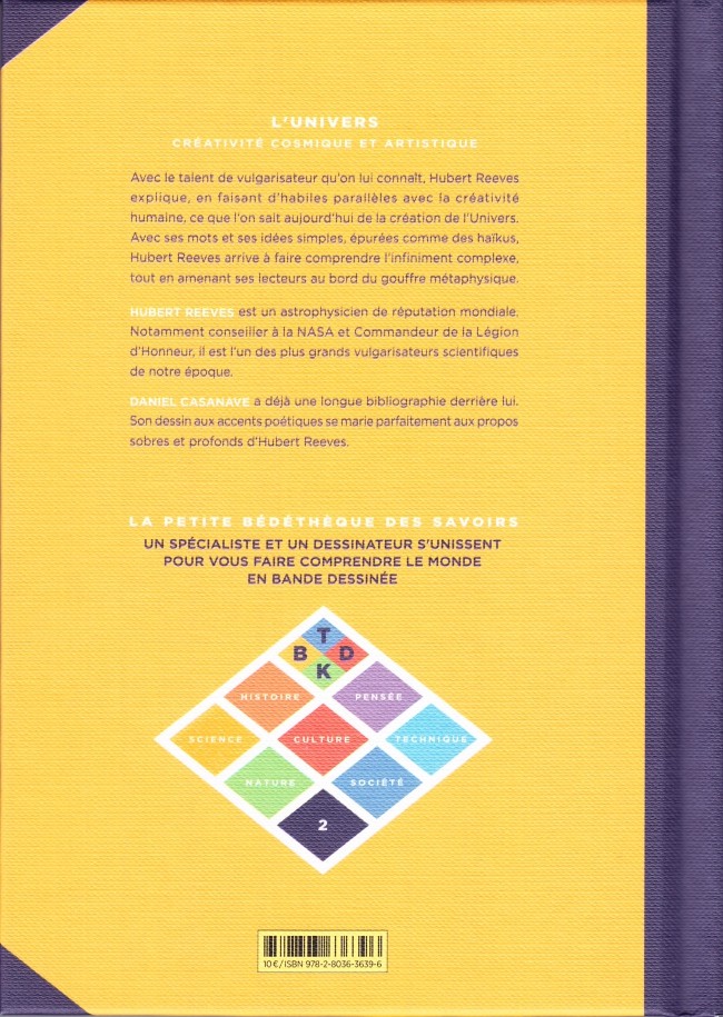 Verso de l'album La Petite Bédéthèque des Savoirs Tome 2 L'Univers - Créativité cosmique et artistique