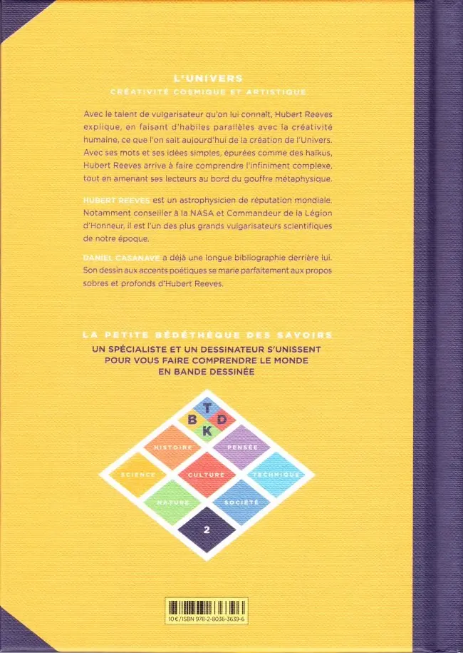 Verso de l'album La Petite Bédéthèque des Savoirs Tome 2 L'Univers - Créativité cosmique et artistique