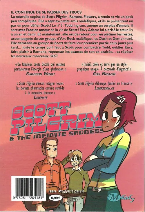 Verso de l'album Scott Pilgrim Tome 3 Scott Pilgrim & the Infinite Sadness