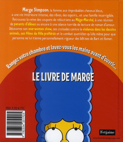 Verso de l'album Simpson Le Livre de Marge