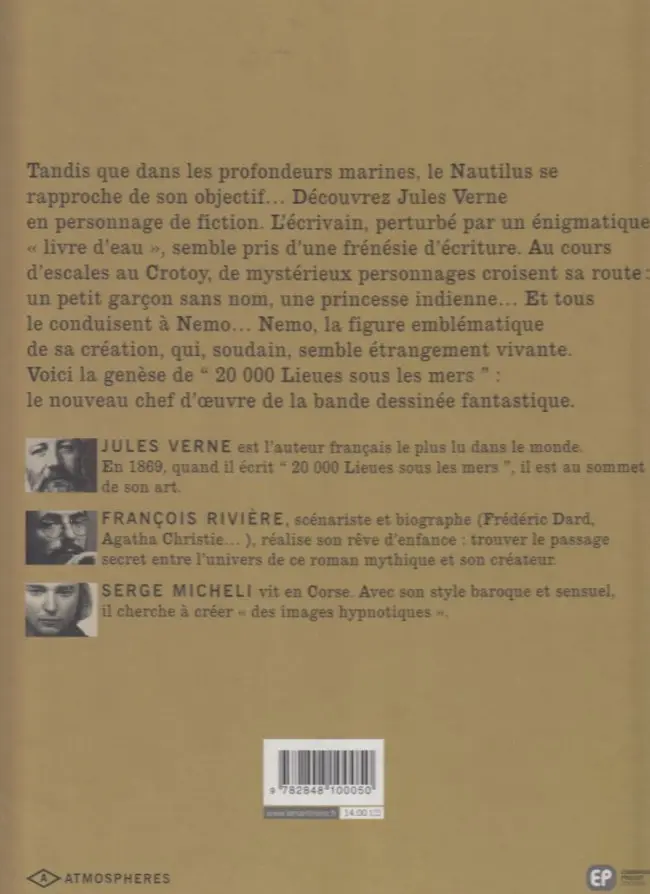 Verso de l'album Voyage sous les eaux Tome 1 Voyage sous les eaux, la genèse de 20000 lieues sous les mers