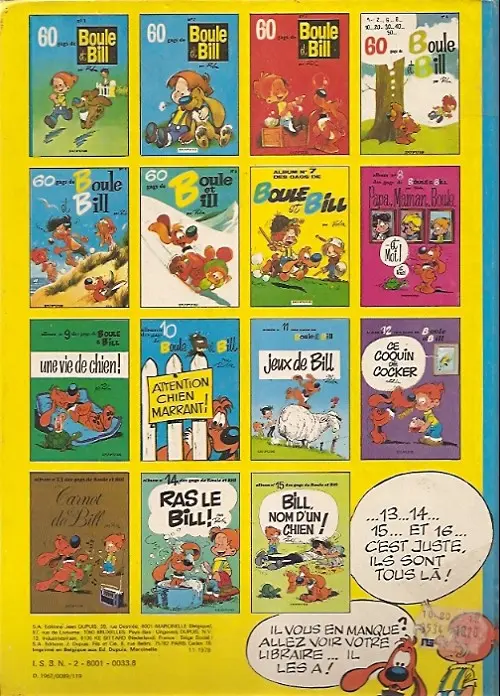 Verso de l'album Boule & Bill Tome 4 60 gags de Boule et Bill