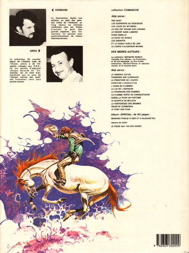Verso de l'album Comanche Tome 6 Furie rebelle