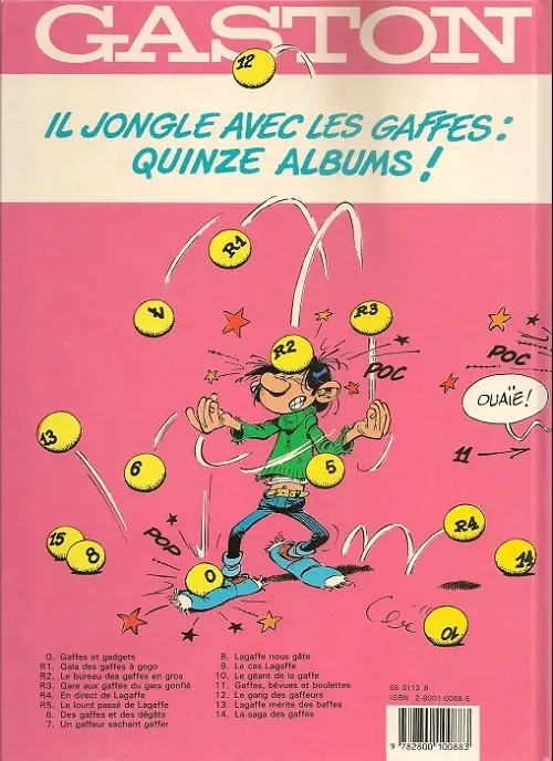Verso de l'album Gaston Tome 6 Des gaffes et des dégâts