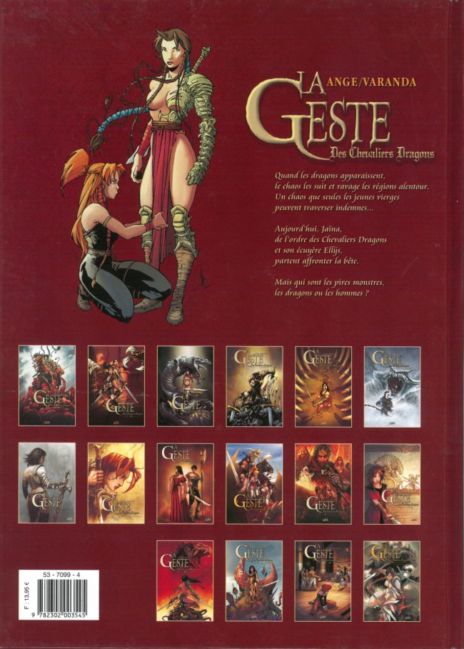 Verso de l'album La Geste des Chevaliers Dragons Tome 1 Jaïna