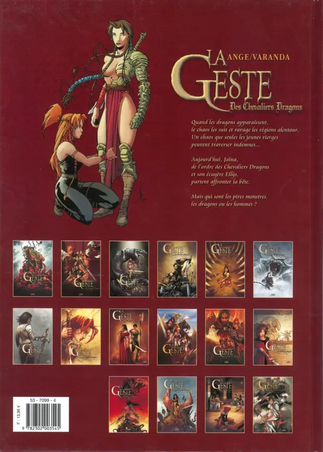 Verso de l'album La Geste des Chevaliers Dragons Tome 1 Jaïna