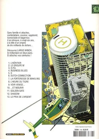 Verso de l'album Largo Winch Tome 1 L'héritier