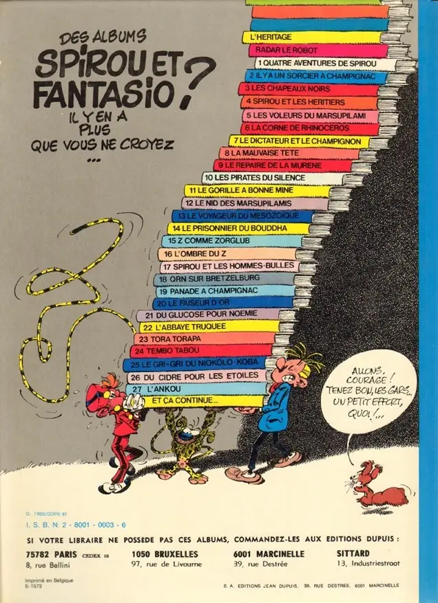 Verso de l'album Spirou et Fantasio Tome 1 4 aventures de Spirou ...et Fantasio