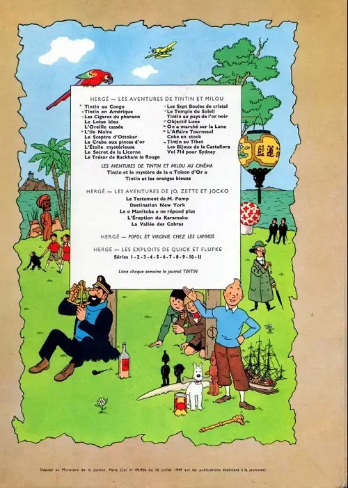 Verso de l'album Tintin Tome 4 Les cigares du pharaon