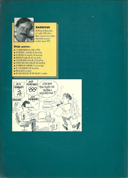 Verso de l'album Barricatures Tome 12 L'Année 1992 à traits tirés