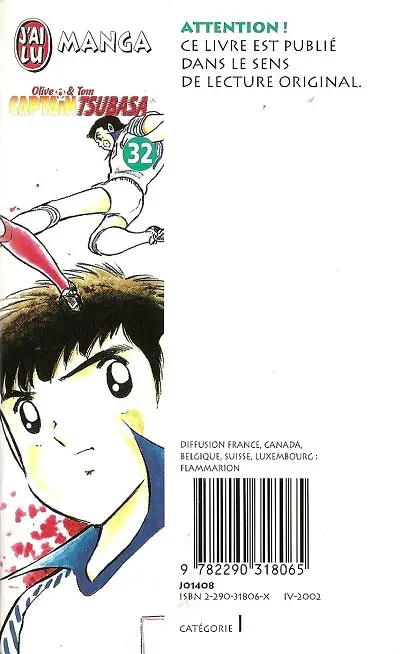 Verso de l'album Captain Tsubasa Tome 32 Les grands fauves sortent leurs griffes