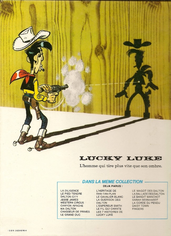 Verso de l'album Lucky Luke Tome 52 Fingers