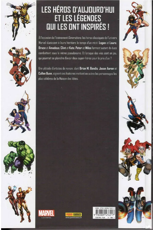 Verso de l'album Marvel Generations