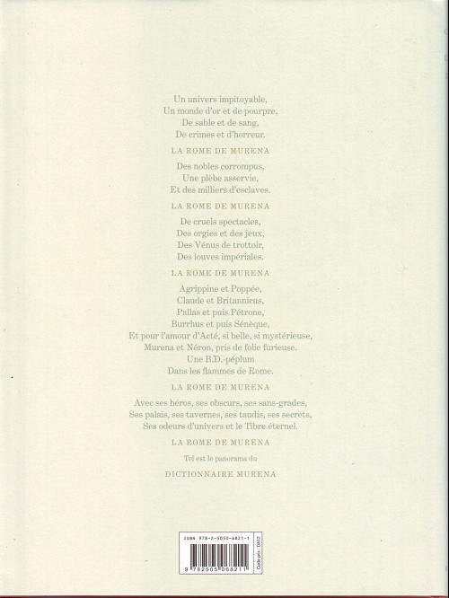 Verso de l'album Murena Dictionnaire Muréna
