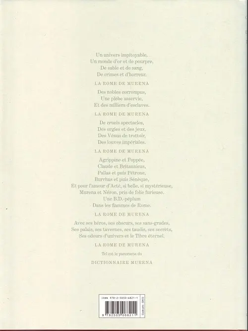 Verso de l'album Murena Dictionnaire Muréna