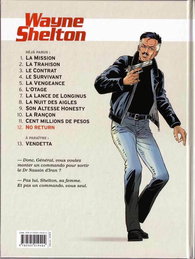Verso de l'album Wayne Shelton Tome 12 No Return