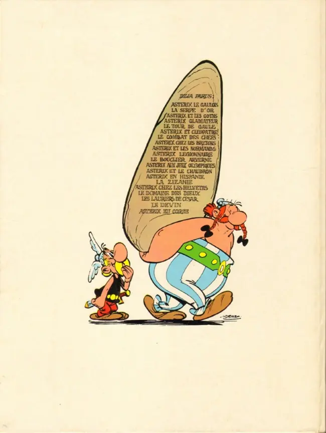 Verso de l'album Astérix Tome 20 Astérix en Corse