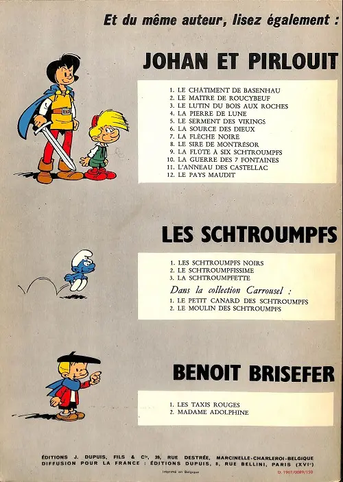 Verso de l'album Johan et Pirlouit Tome 6 La source des dieux