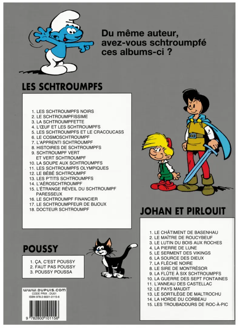 Verso de l'album Les Schtroumpfs Tome 8 Histoires de Schtroumpfs
