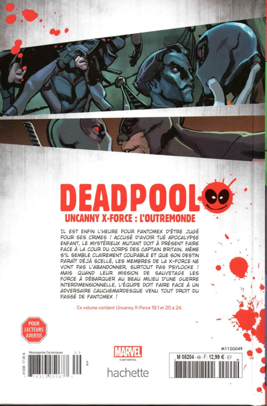 Verso de l'album Deadpool - La collection qui tue Tome 49 Uncanny X-Force : L'outretombe