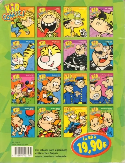 Verso de l'album Spirou et Fantasio Tome 36 Kid Comics 16 L'Horloger de la comète