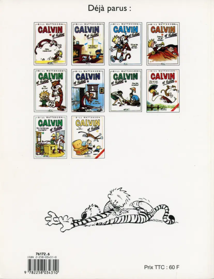 Verso de l'album Calvin et Hobbes Tome 1 Adieu, monde cruel !
