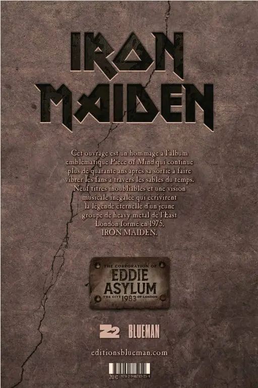 Verso de l'album Iron Maiden Piece of mind