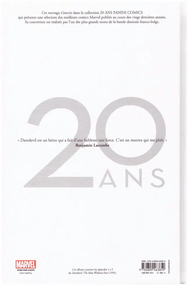 Verso de l'album Daredevil