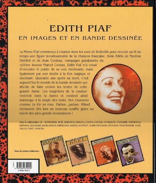 Verso de l'album En images et en bande dessinée Tome 5 Édith Piaf
