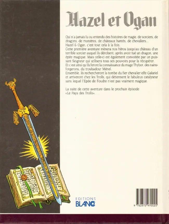 Verso de l'album Hazel et Ogan Tome 1 L'épée de foudre